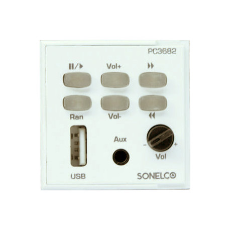 PC3682-01 - 2-kanaals-ingangsmodule - MP3 USB-poort + jack aansluiting -Wit